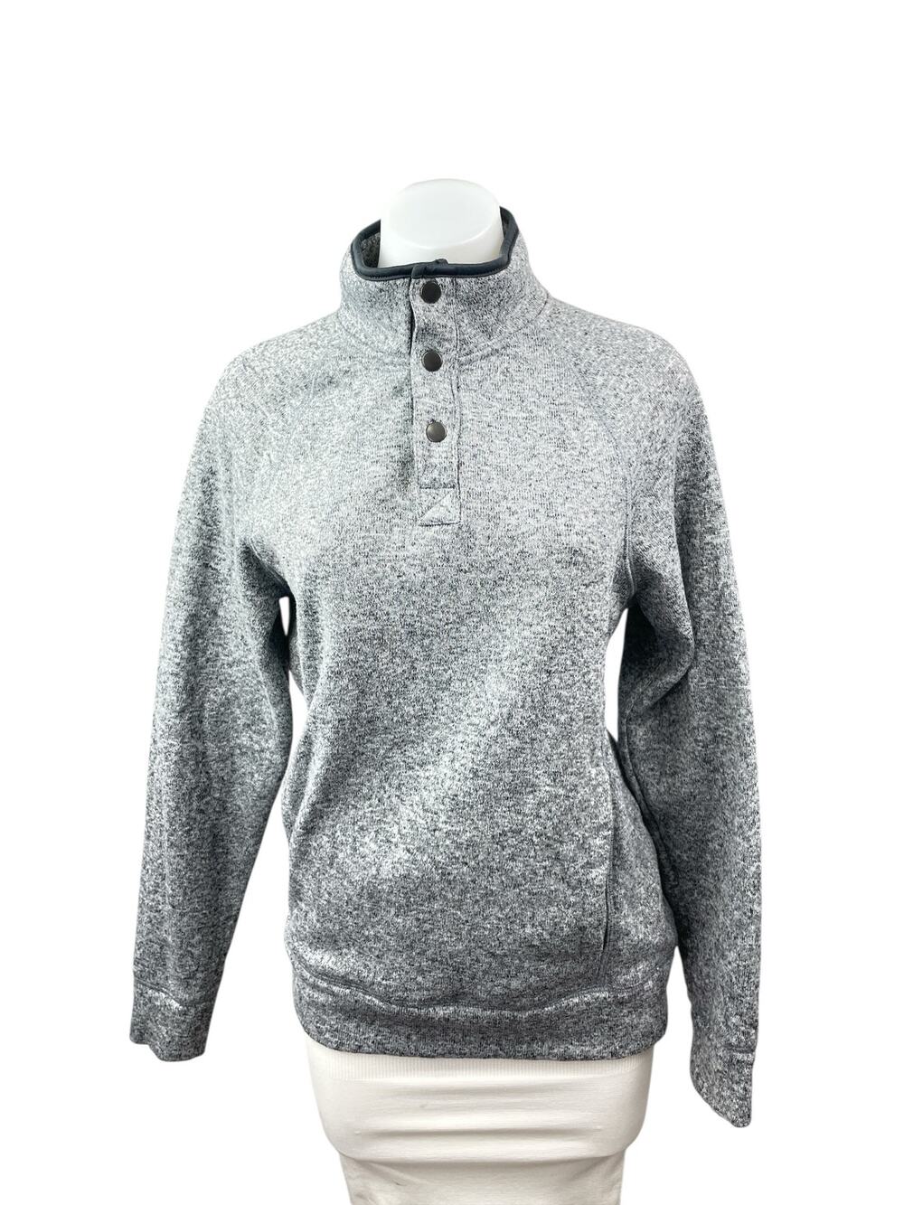 Sonoma Women's Gray Heather Henley Turtleneck Long Sleeve Sweater Top Size S